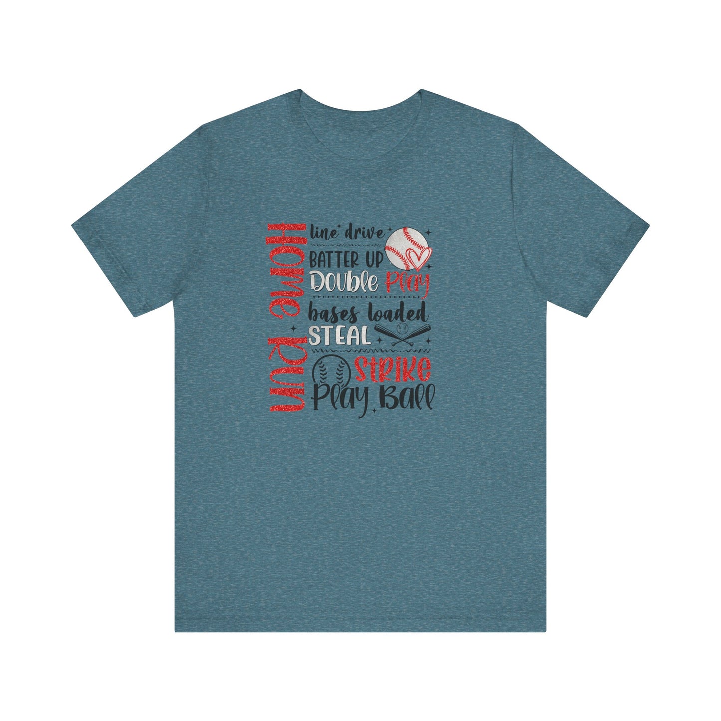 Baseball Words- Faux Glitter- Unisex Jersey Short Sleeve Tee