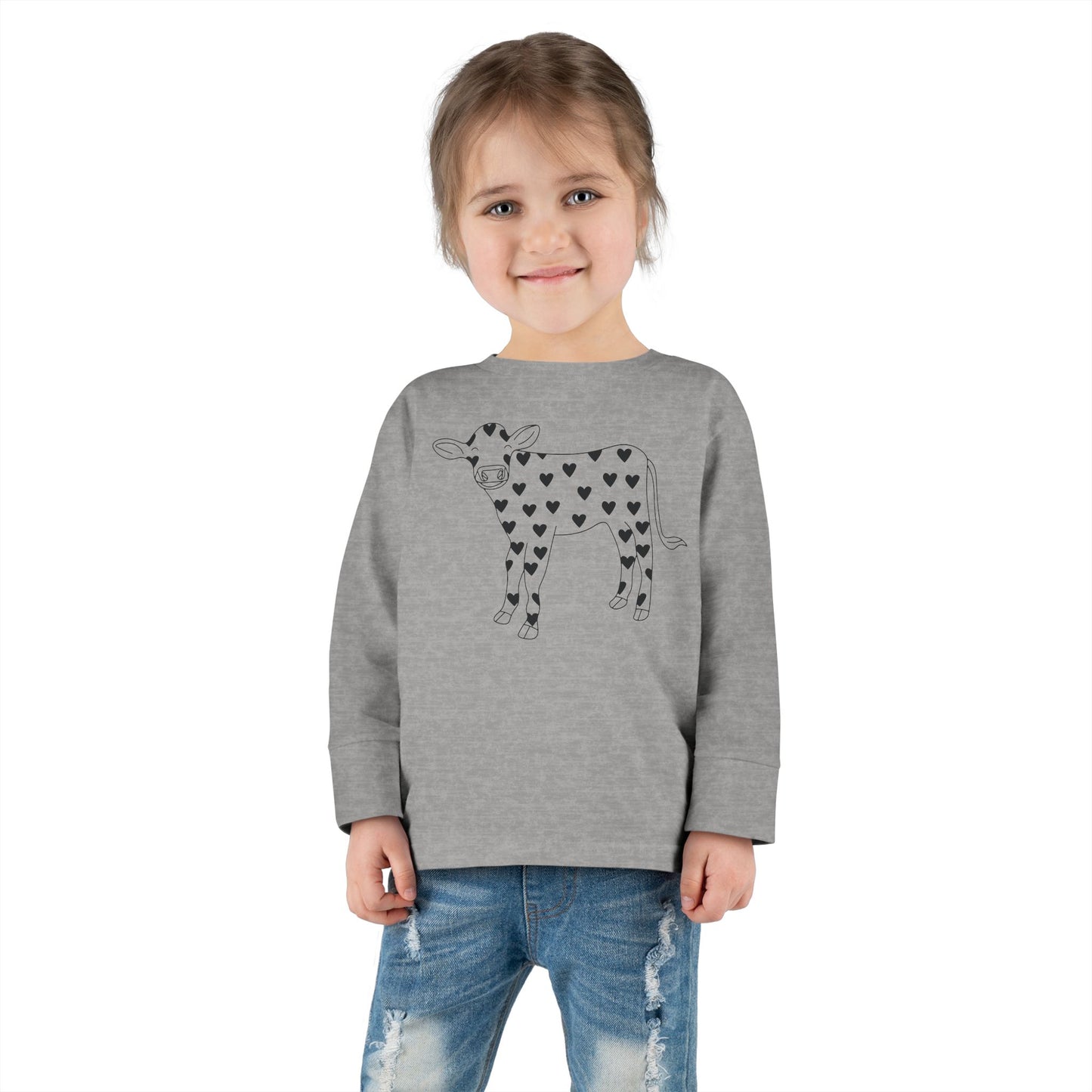 Valentine Cow - Toddler Long Sleeve Tee