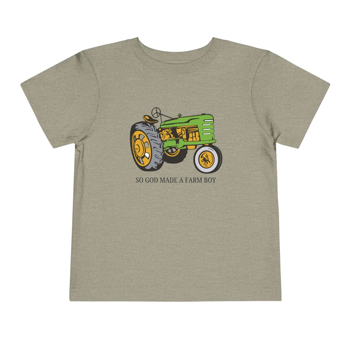 Toddler Tractor Tee — "So God Made a Farm Boy" Cotton Shirt