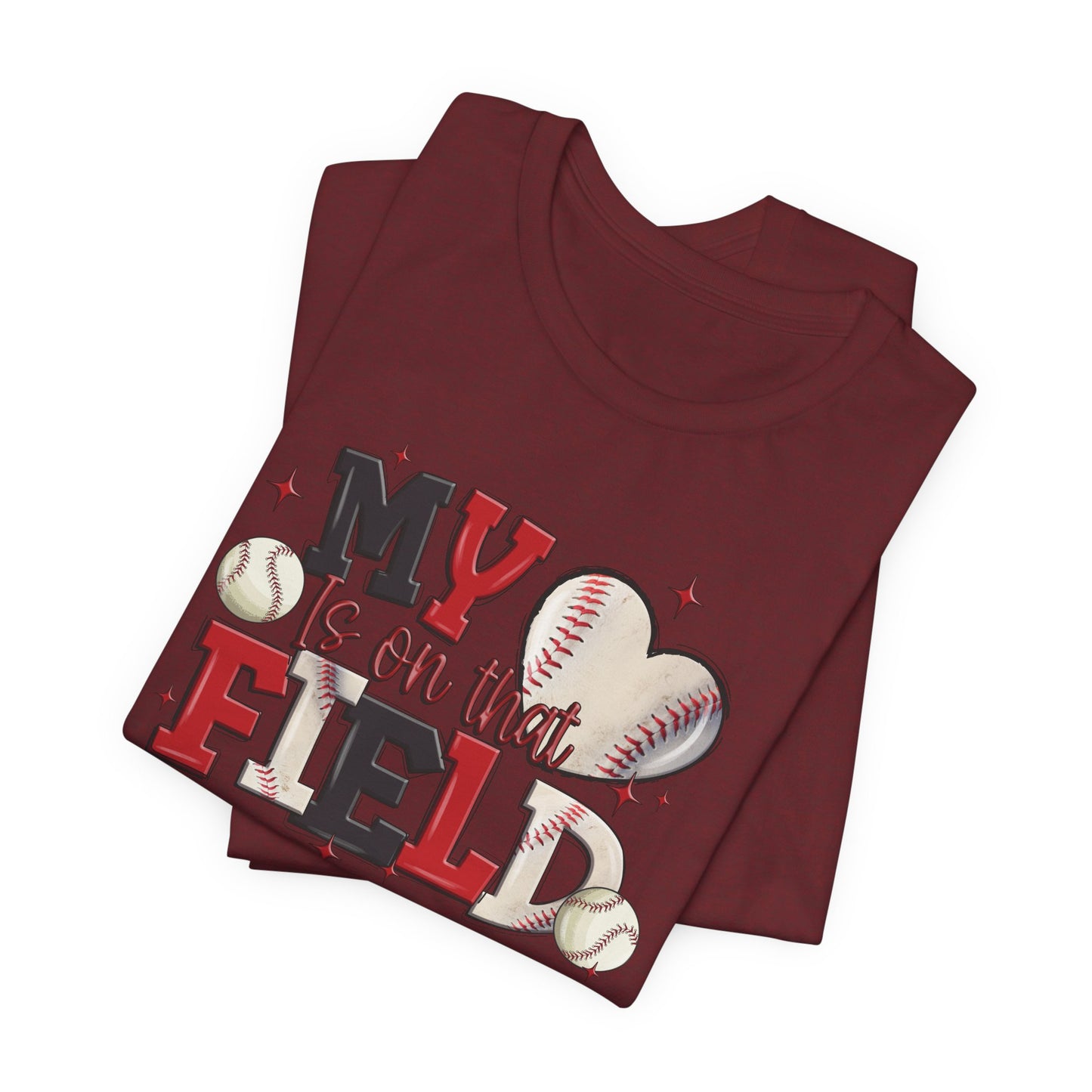 Baseball My Heart Is on That Field- Adult Unisex Jersey Short Sleeve Tee