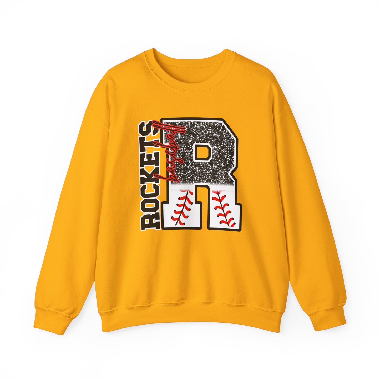 Rockets Baseball- FAUX glitter- Unisex Heavy Blend™ Crewneck Sweatshirt