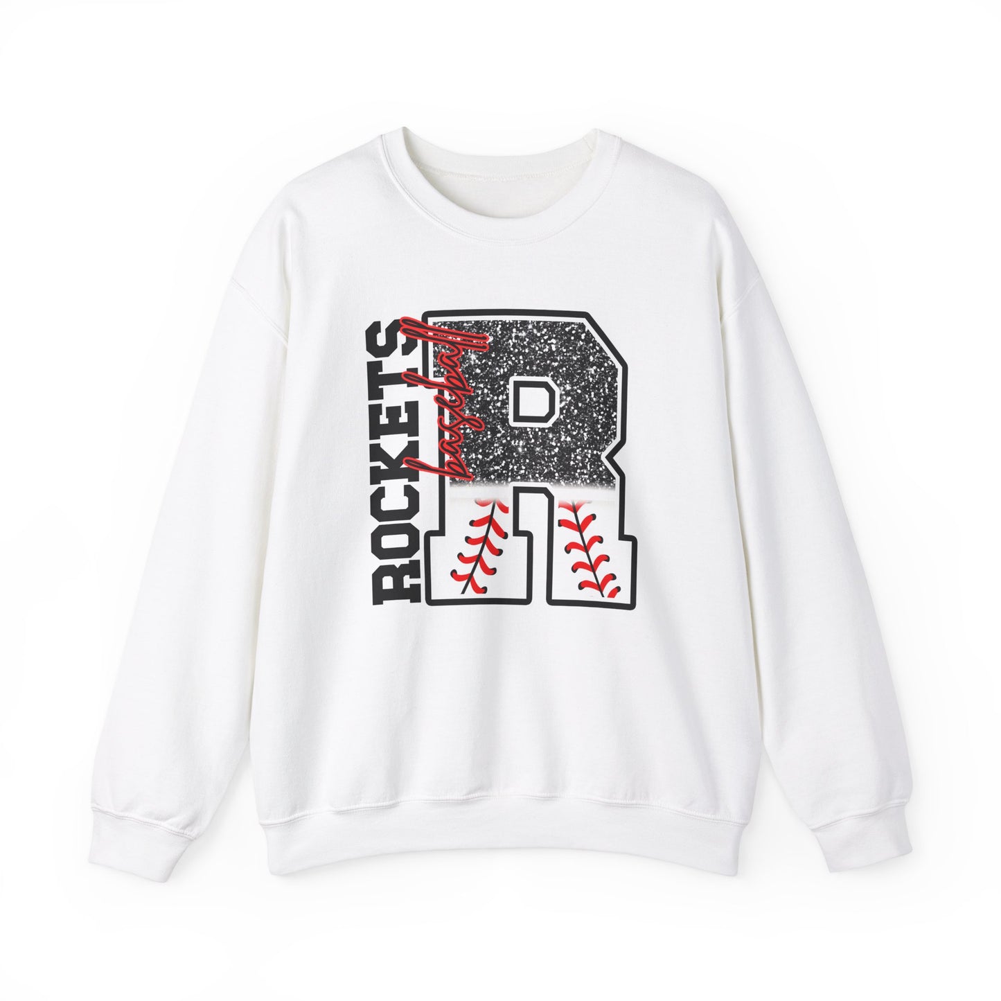 Rockets Baseball- FAUX glitter- Unisex Heavy Blend™ Crewneck Sweatshirt