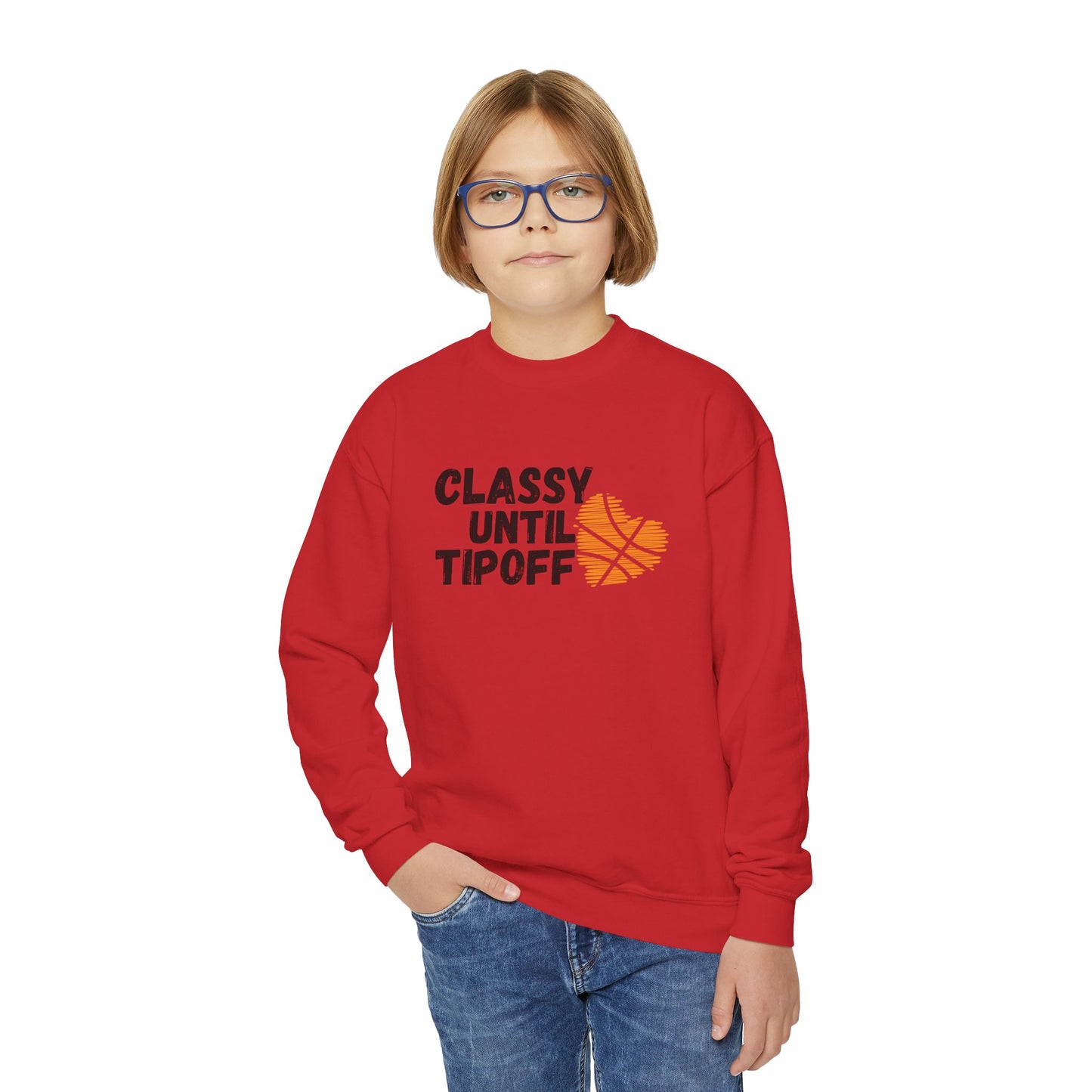 Classy Until Tipoff- Youth Crewneck Sweatshirt