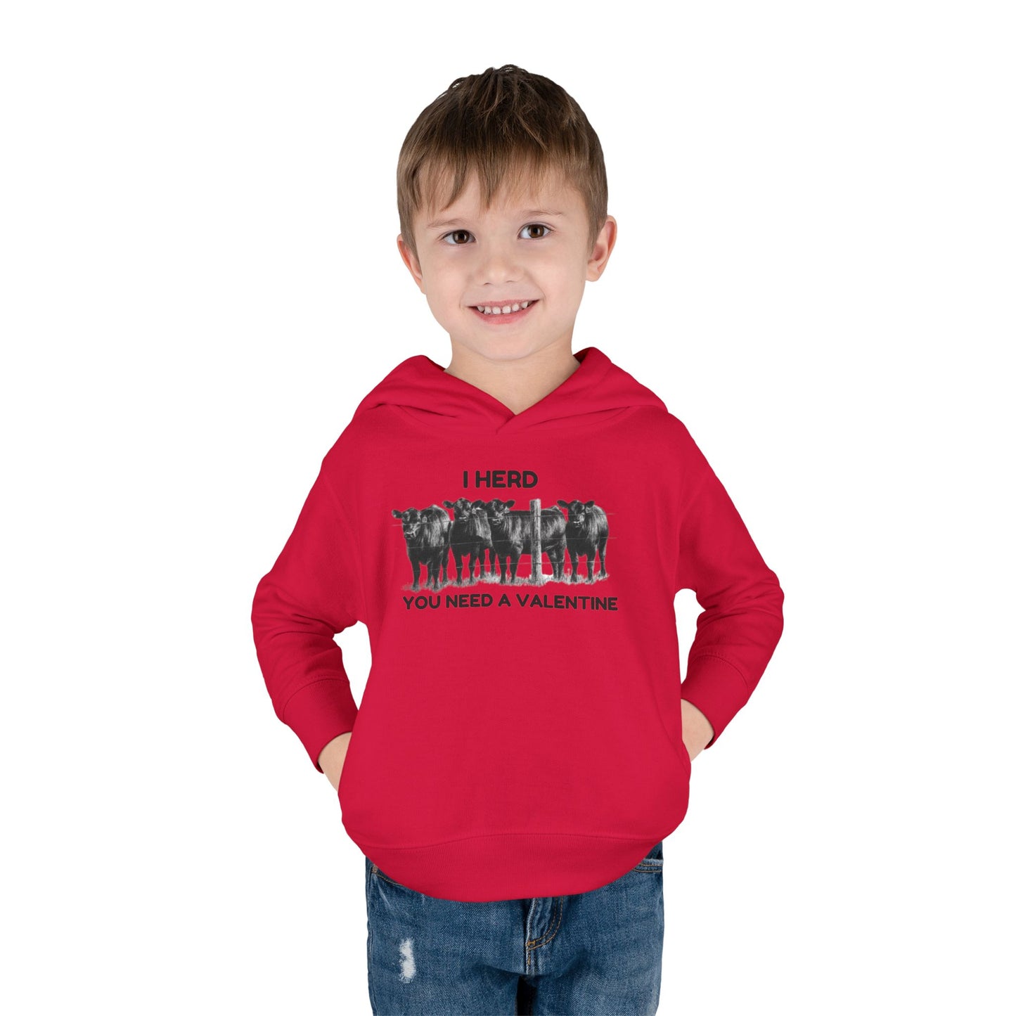 I Herd You Need A Valentine- Toddler Pullover Fleece Hoodie