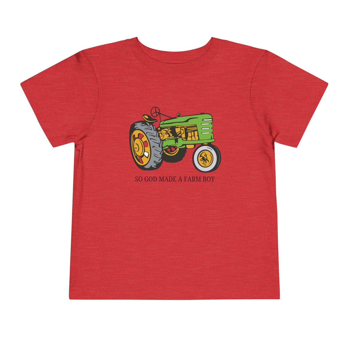 Toddler Tractor Tee — "So God Made a Farm Boy" Cotton Shirt