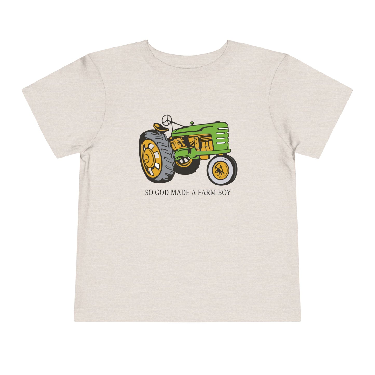 Toddler Tractor Tee — "So God Made a Farm Boy" Cotton Shirt