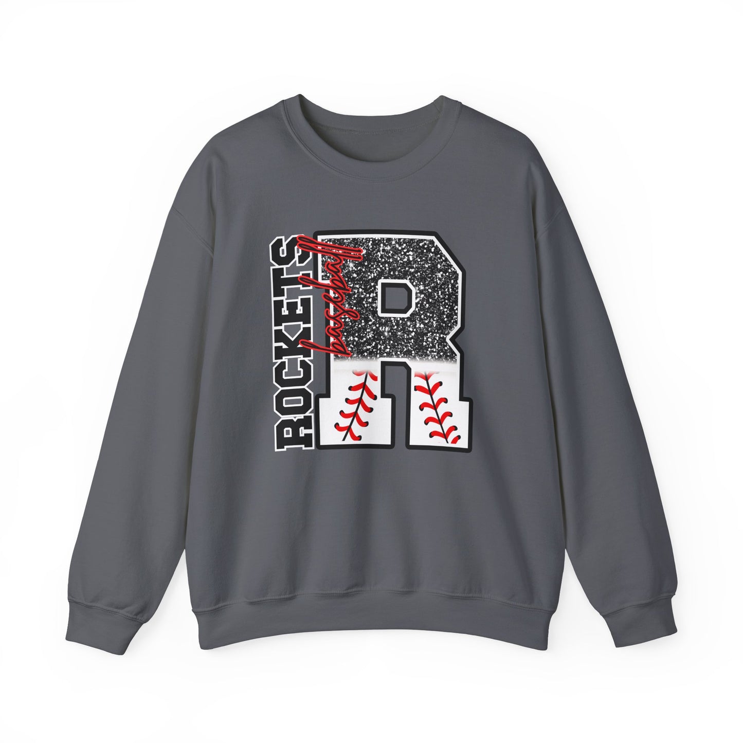 Rockets Baseball- FAUX glitter- Unisex Heavy Blend™ Crewneck Sweatshirt