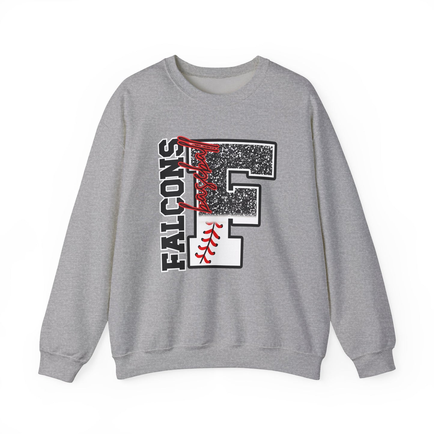 Falcons Baseball FAUX Glitter- Adult Unisex Heavy Blend™ Crewneck Sweatshirt
