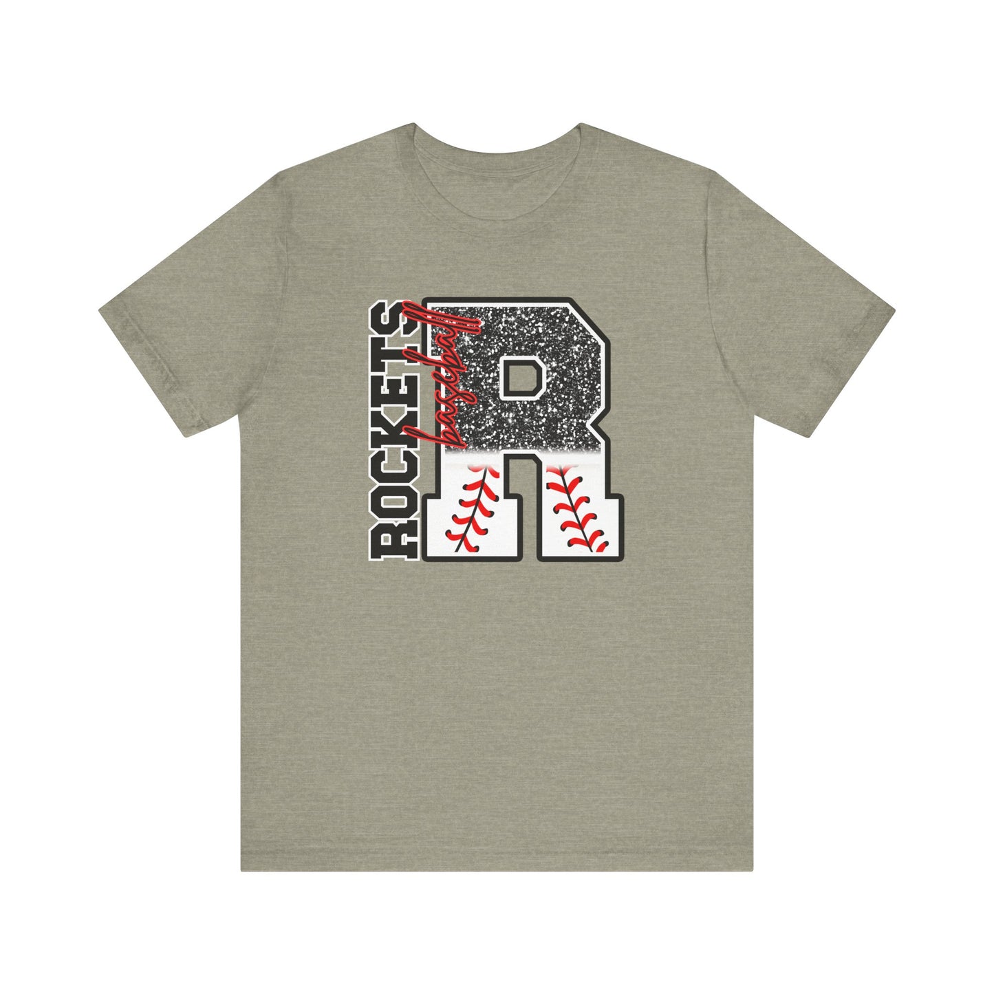 Rockets Baseball- FAUX glitter- Unisex Jersey Short Sleeve Tee