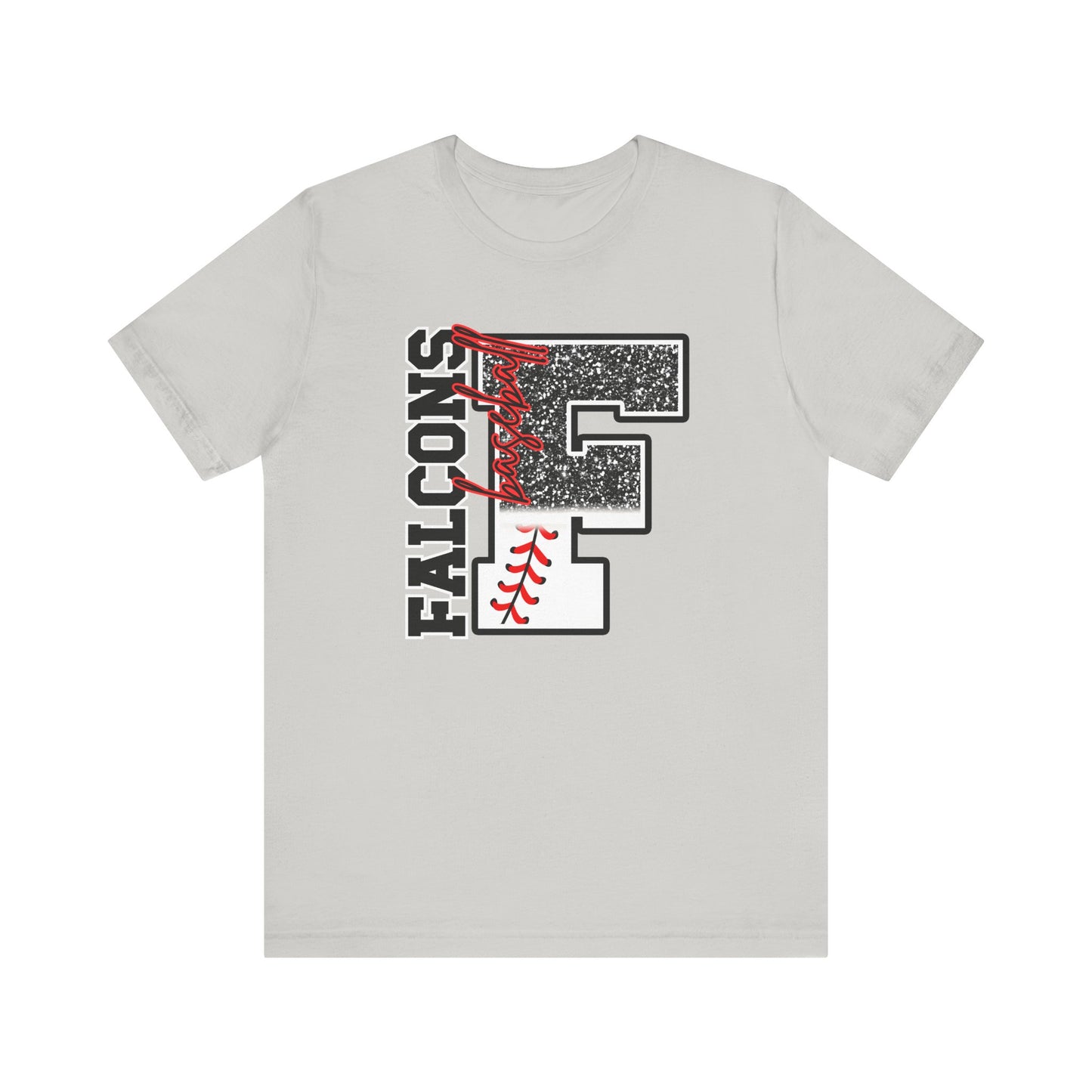 Falcons Baseball FAUX glitter- Adult Unisex Jersey Short Sleeve Tee