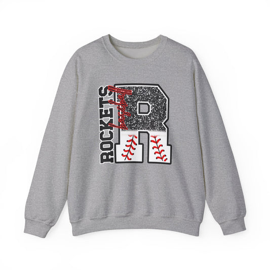 Rockets Baseball- FAUX glitter- Unisex Heavy Blendâ„¢ Crewneck Sweatshirt