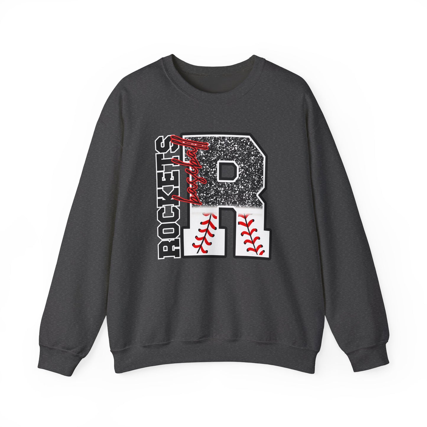 Rockets Baseball- FAUX glitter- Unisex Heavy Blend™ Crewneck Sweatshirt