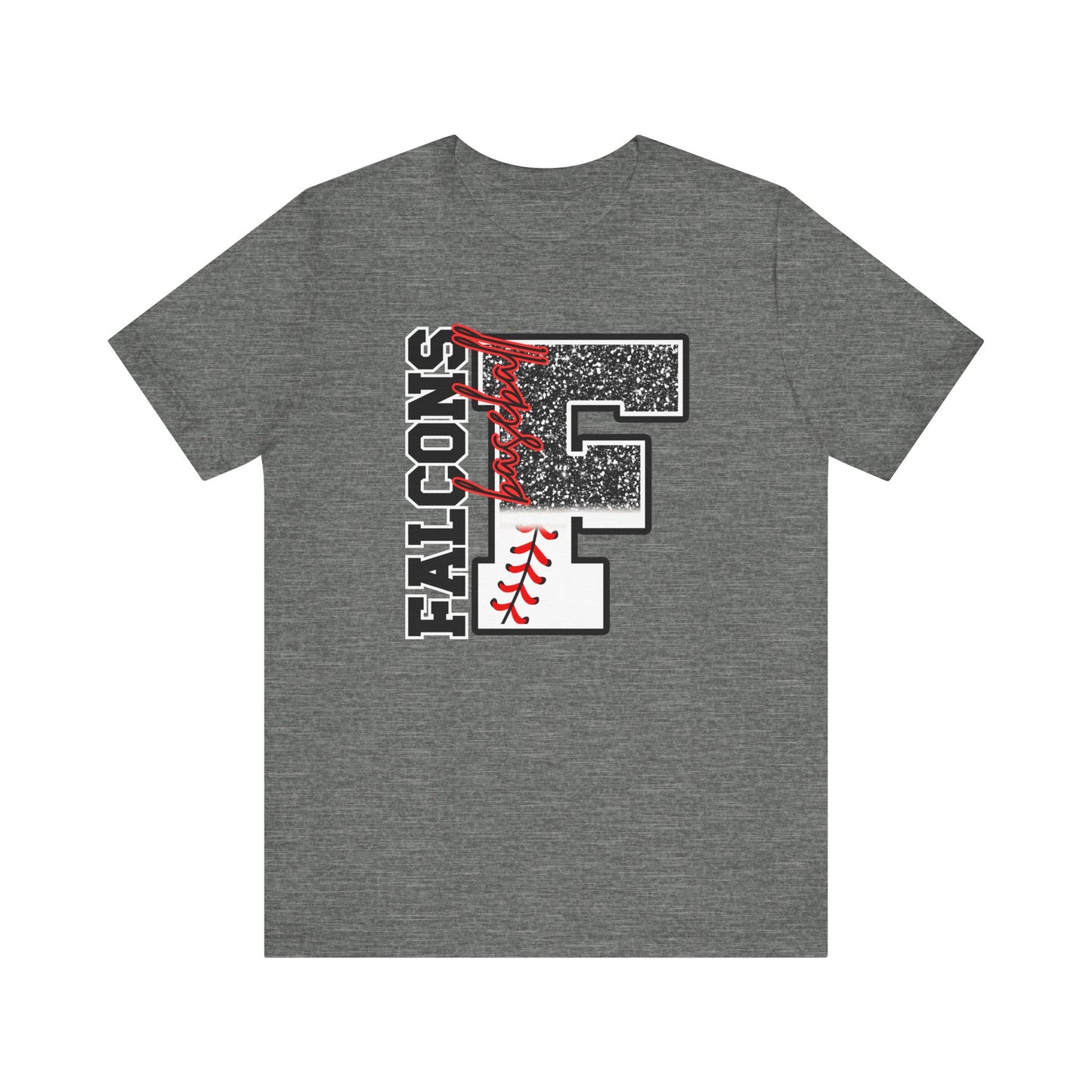 Falcons Baseball FAUX glitter- Adult Unisex Jersey Short Sleeve Tee