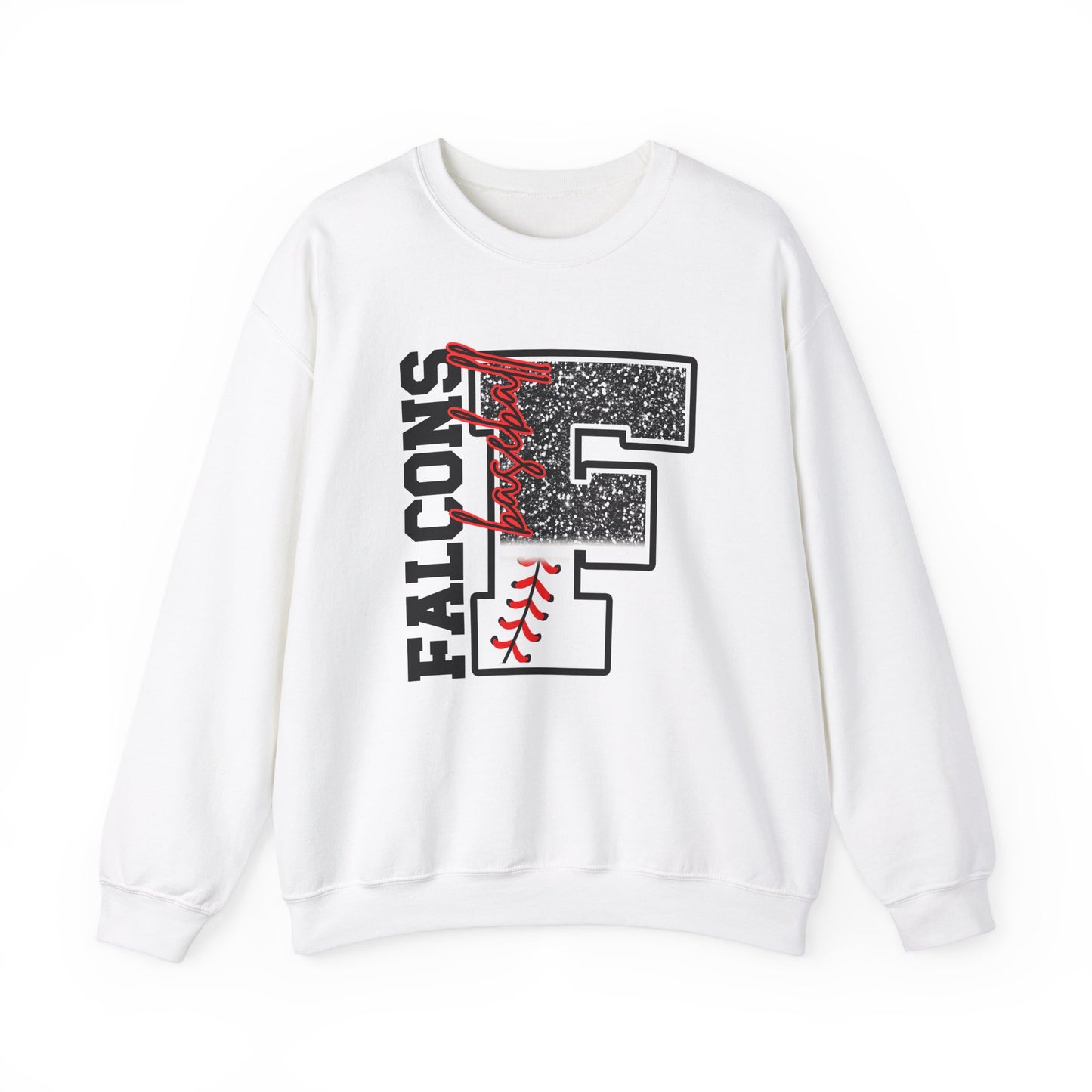 Falcons Baseball FAUX Glitter- Adult Unisex Heavy Blend™ Crewneck Sweatshirt