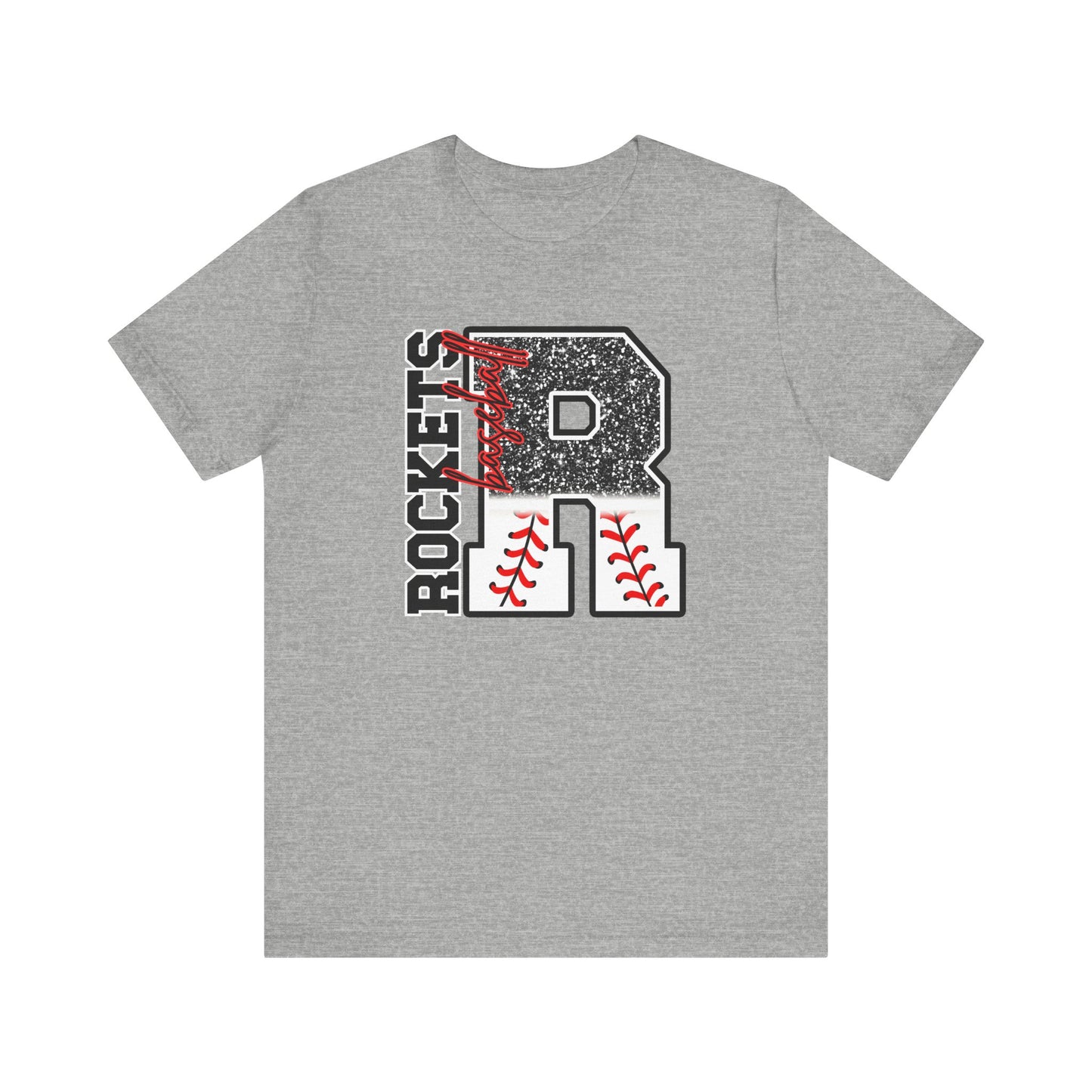 Rockets Baseball- FAUX glitter- Unisex Jersey Short Sleeve Tee