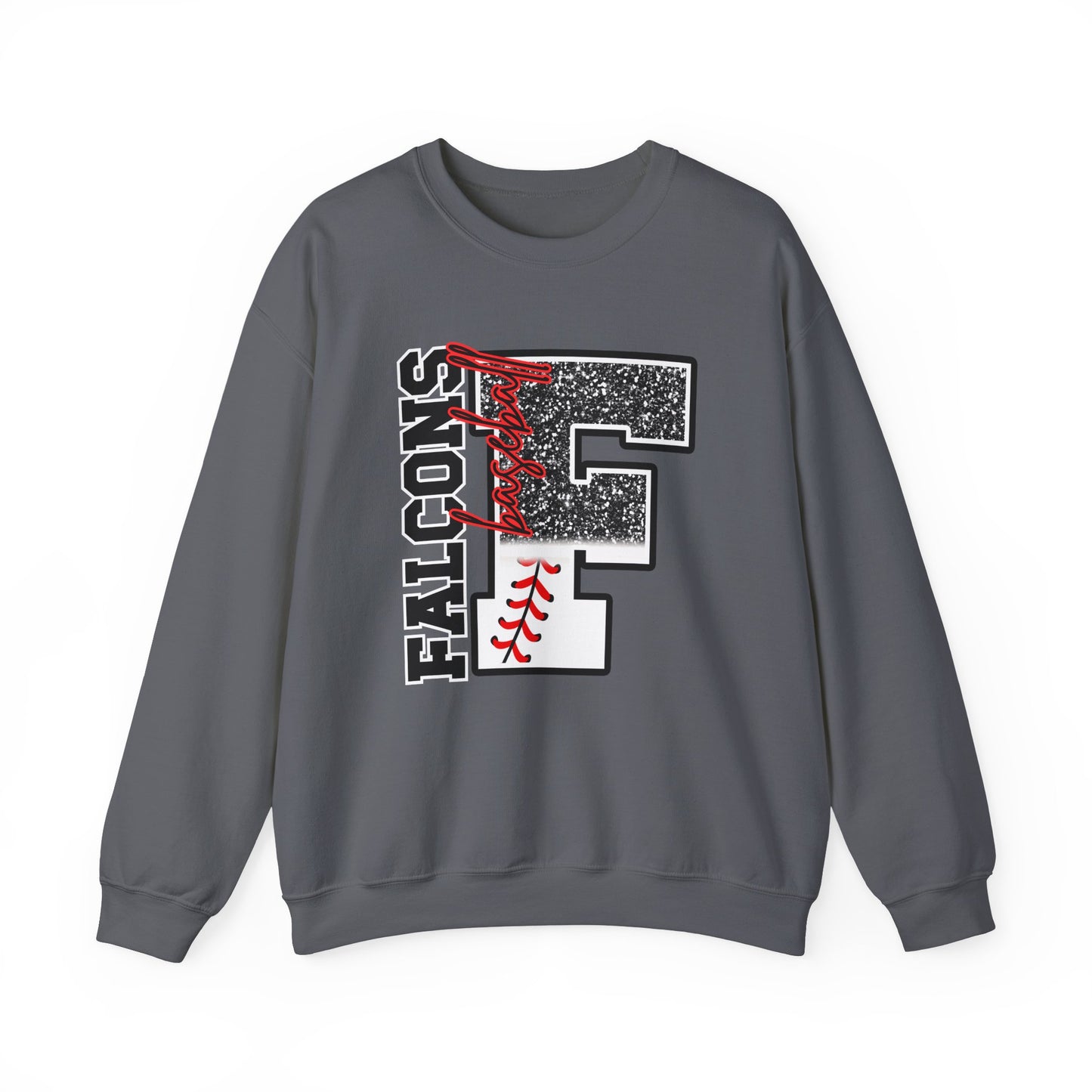 Falcons Baseball FAUX Glitter- Adult Unisex Heavy Blend™ Crewneck Sweatshirt