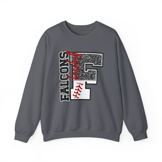 Falcons Baseball FAUX Glitter- Adult Unisex Heavy Blend™ Crewneck Sweatshirt