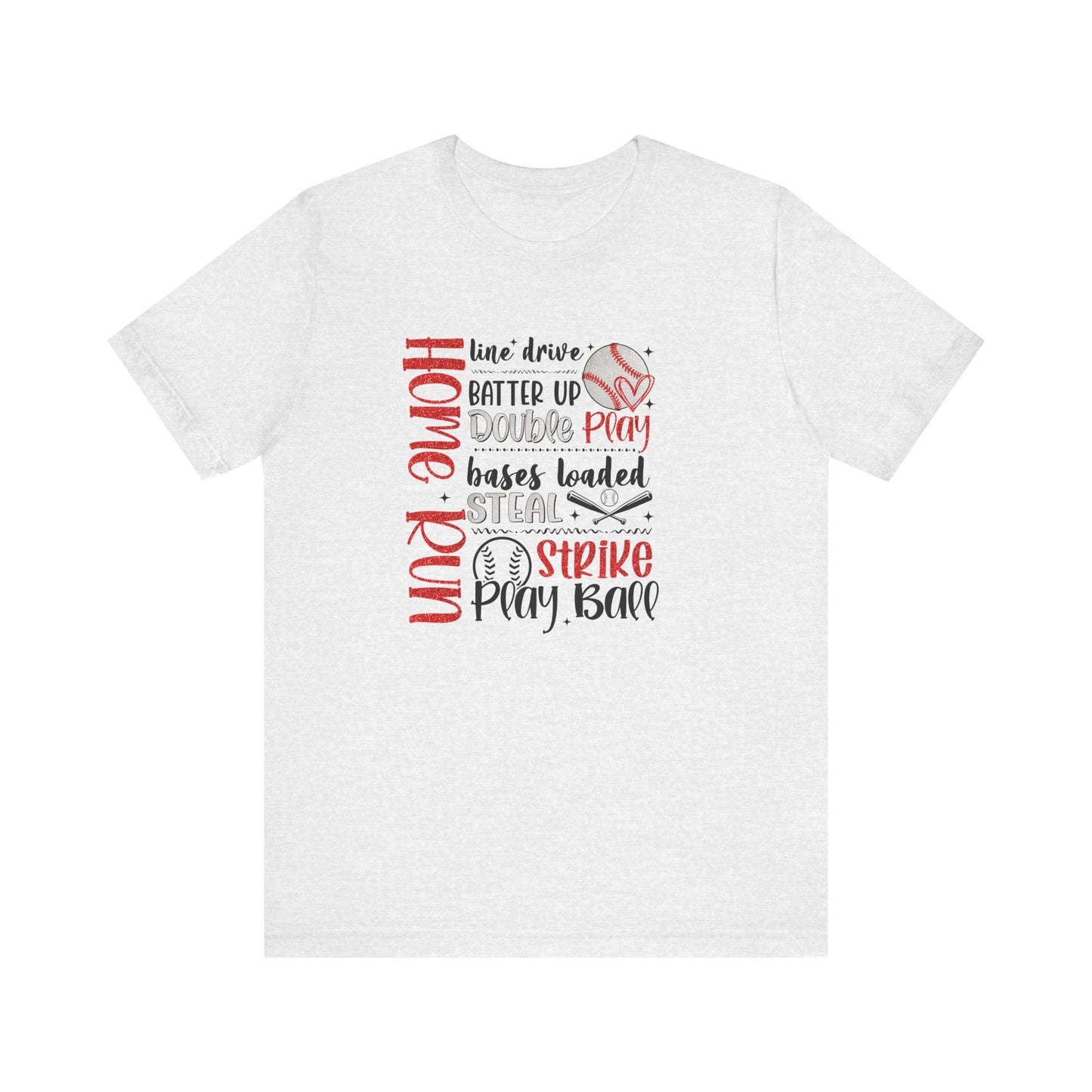 Baseball Words- Faux Glitter- Unisex Jersey Short Sleeve Tee