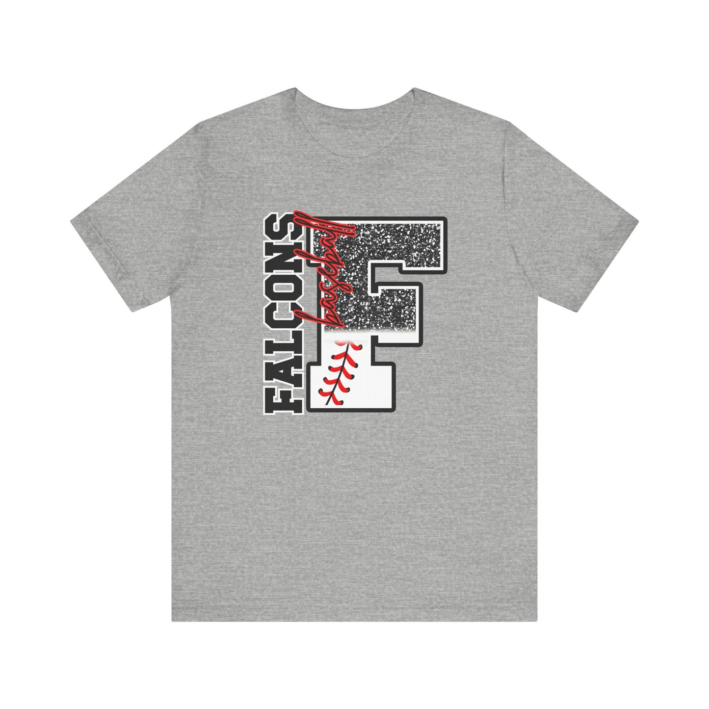Falcons Baseball FAUX glitter- Adult Unisex Jersey Short Sleeve Tee