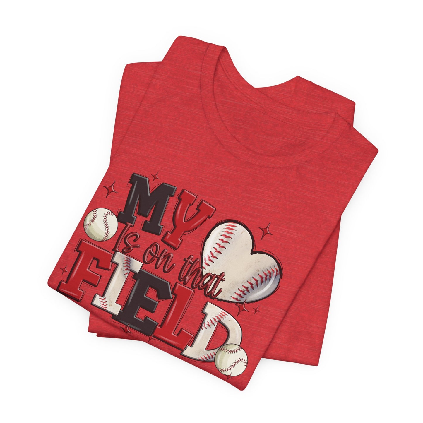 Baseball My Heart Is on That Field- Adult Unisex Jersey Short Sleeve Tee