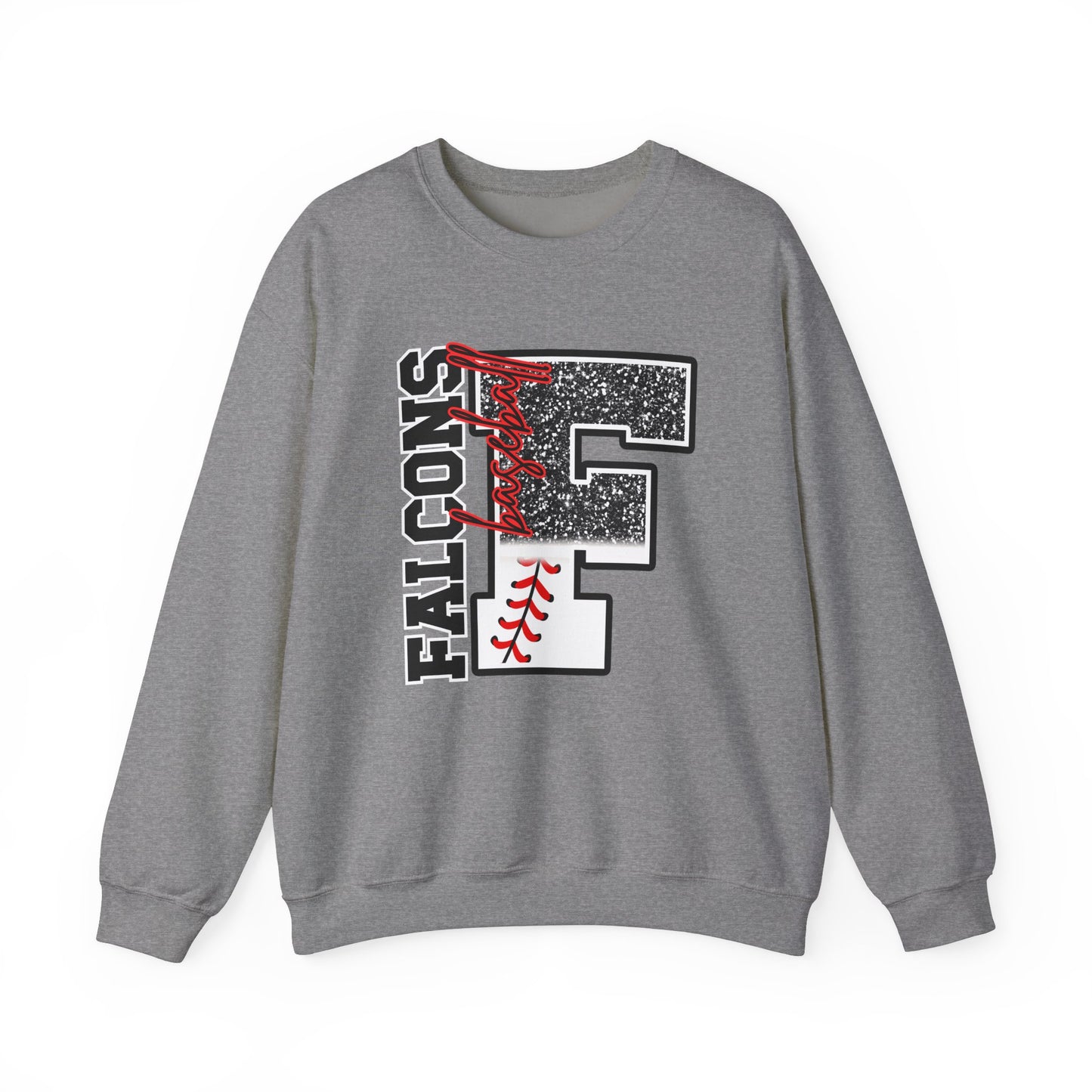 Falcons Baseball FAUX Glitter- Adult Unisex Heavy Blend™ Crewneck Sweatshirt