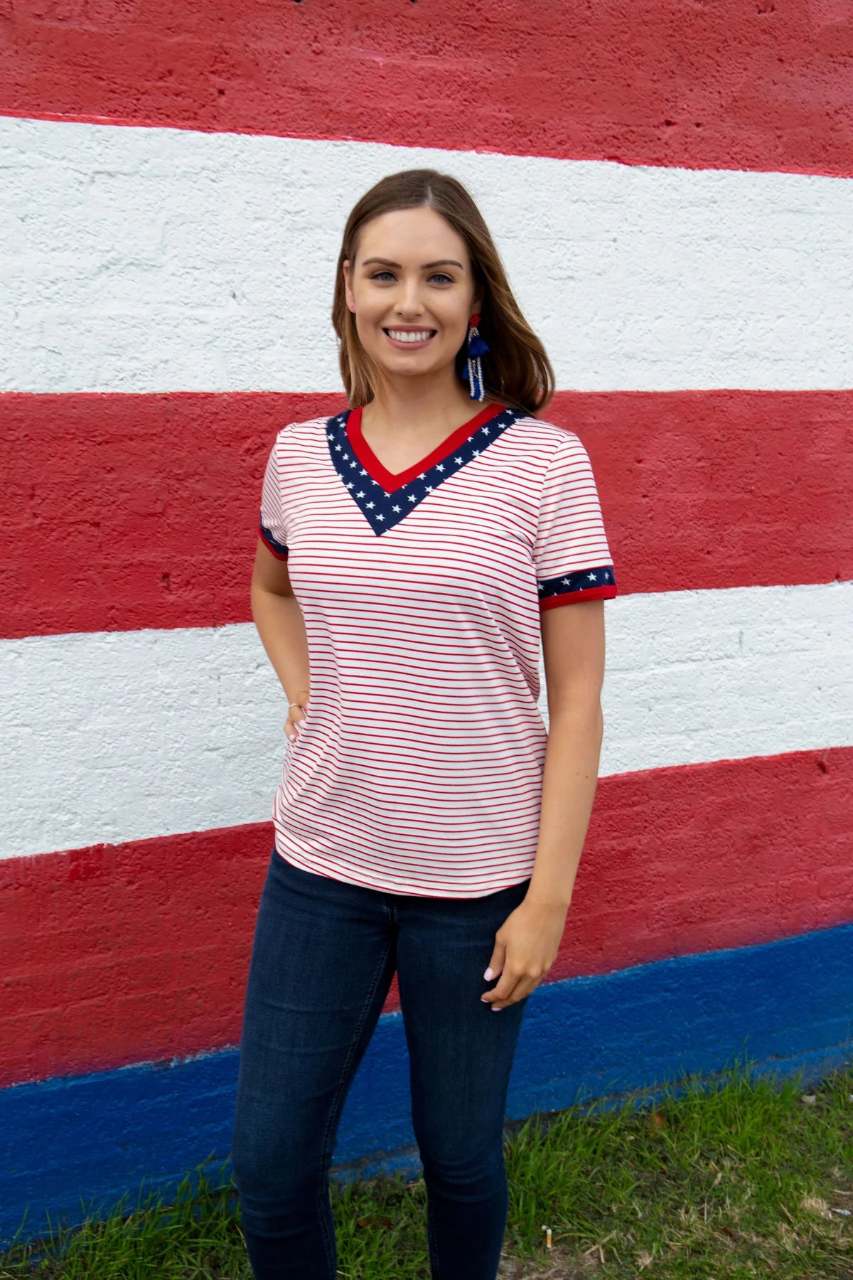 Stars and Stripes V- Neck