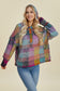 Oh Happy Day Plaid Dropped Shoulder Hoodie