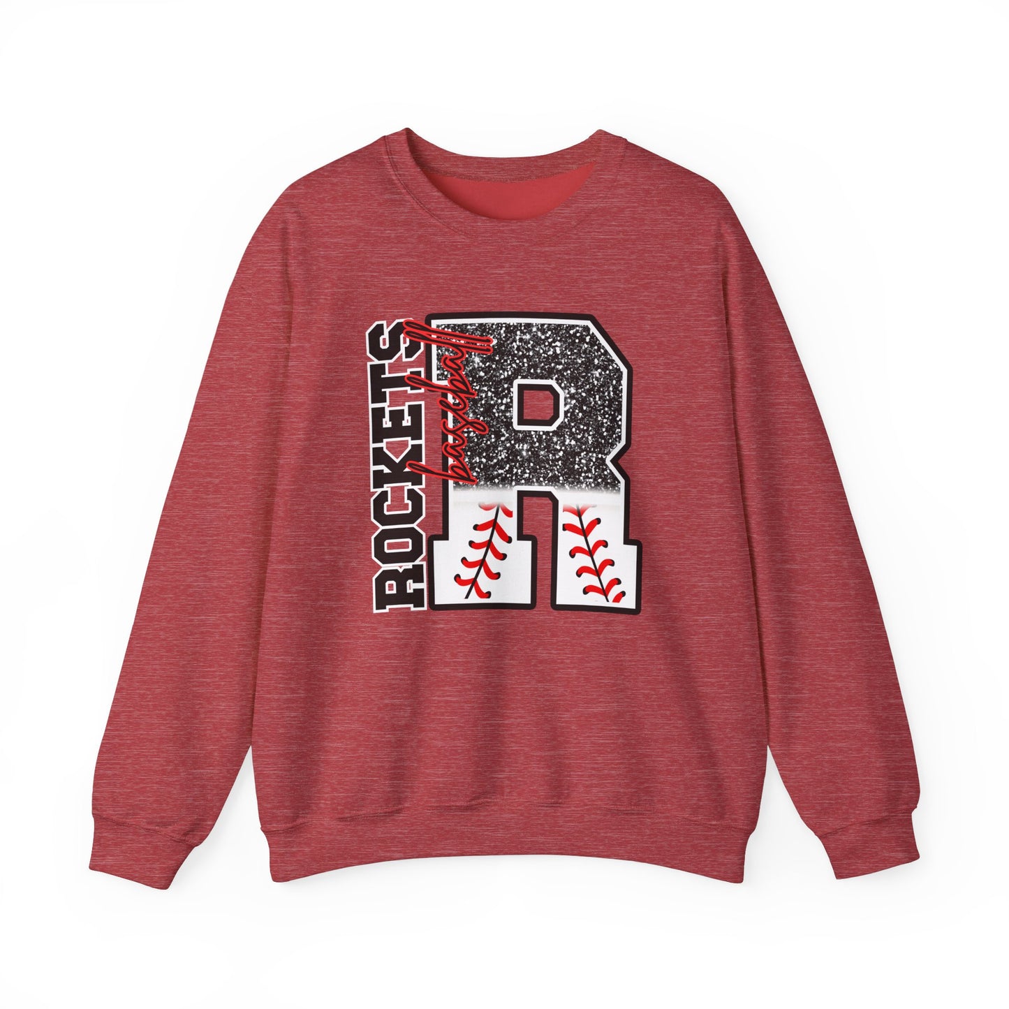 Rockets Baseball- FAUX glitter- Unisex Heavy Blend™ Crewneck Sweatshirt