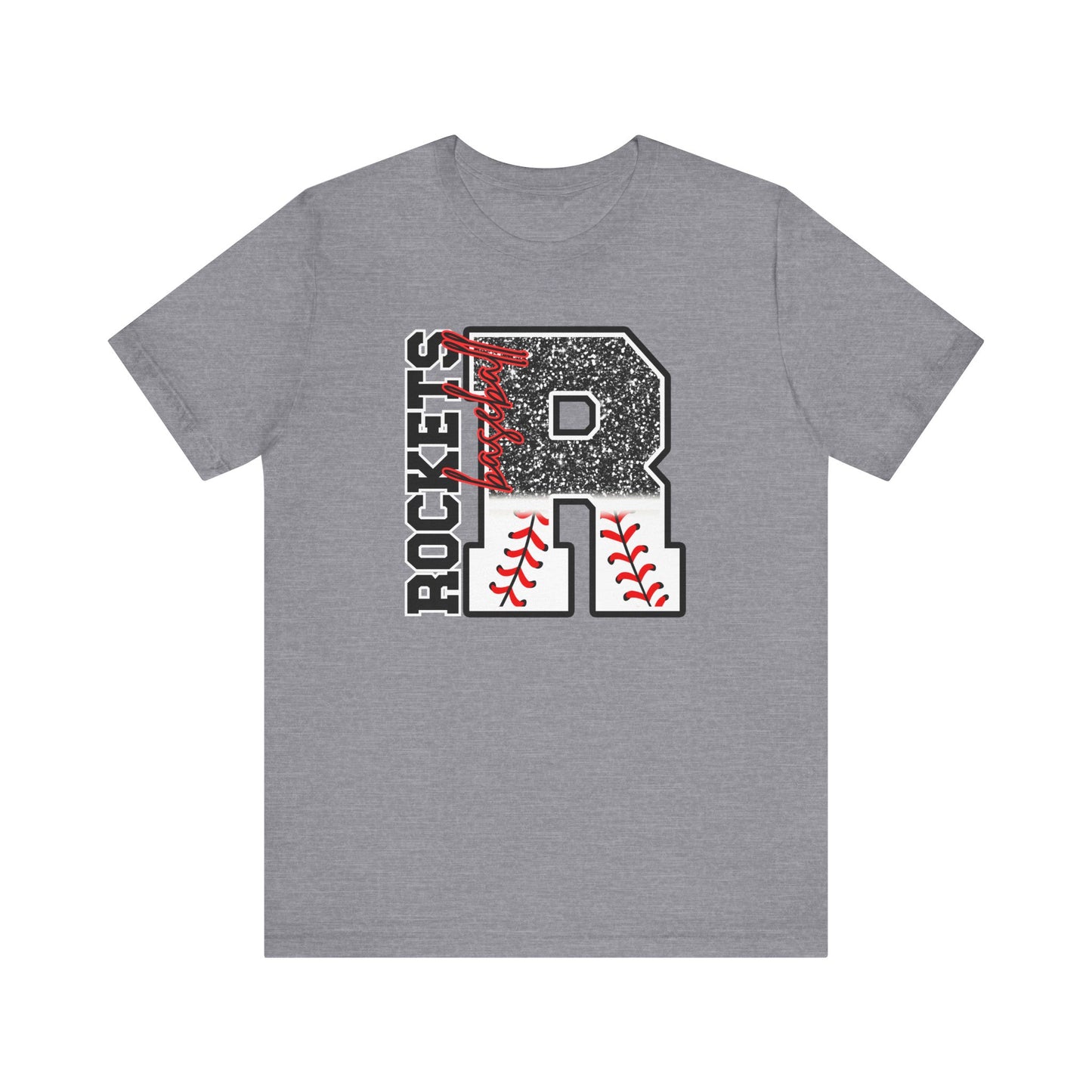 Rockets Baseball- FAUX glitter- Unisex Jersey Short Sleeve Tee