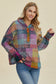 Oh Happy Day Plaid Dropped Shoulder Hoodie