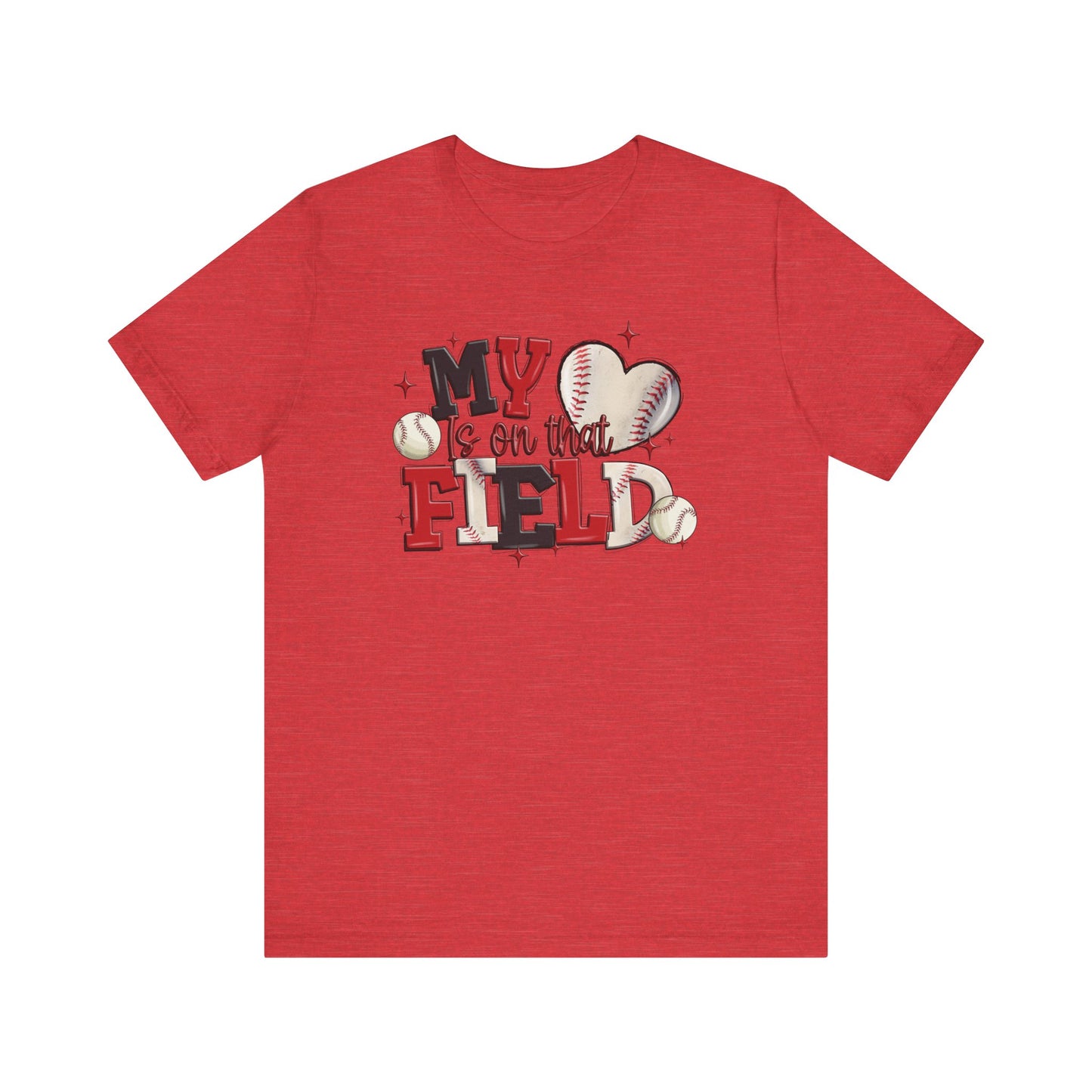 Baseball My Heart Is on That Field- Adult Unisex Jersey Short Sleeve Tee