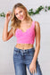 Candy Rose Washed Rib Cropped Notched Tank