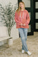 Balloon Sleeve Cut Sew Sweater Knit Top in Mauve