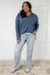 Basically Freezing Brushed Hacci Top in Dusty Blue