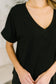 Buttery Soft V-Neck Bike Short Set in Black