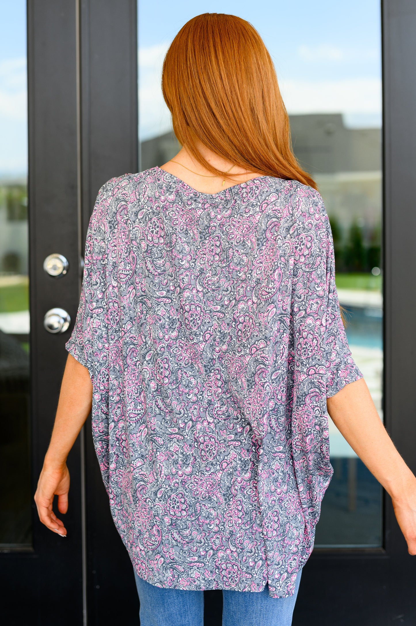 Essential Blouse in Grey and Pink Paisley