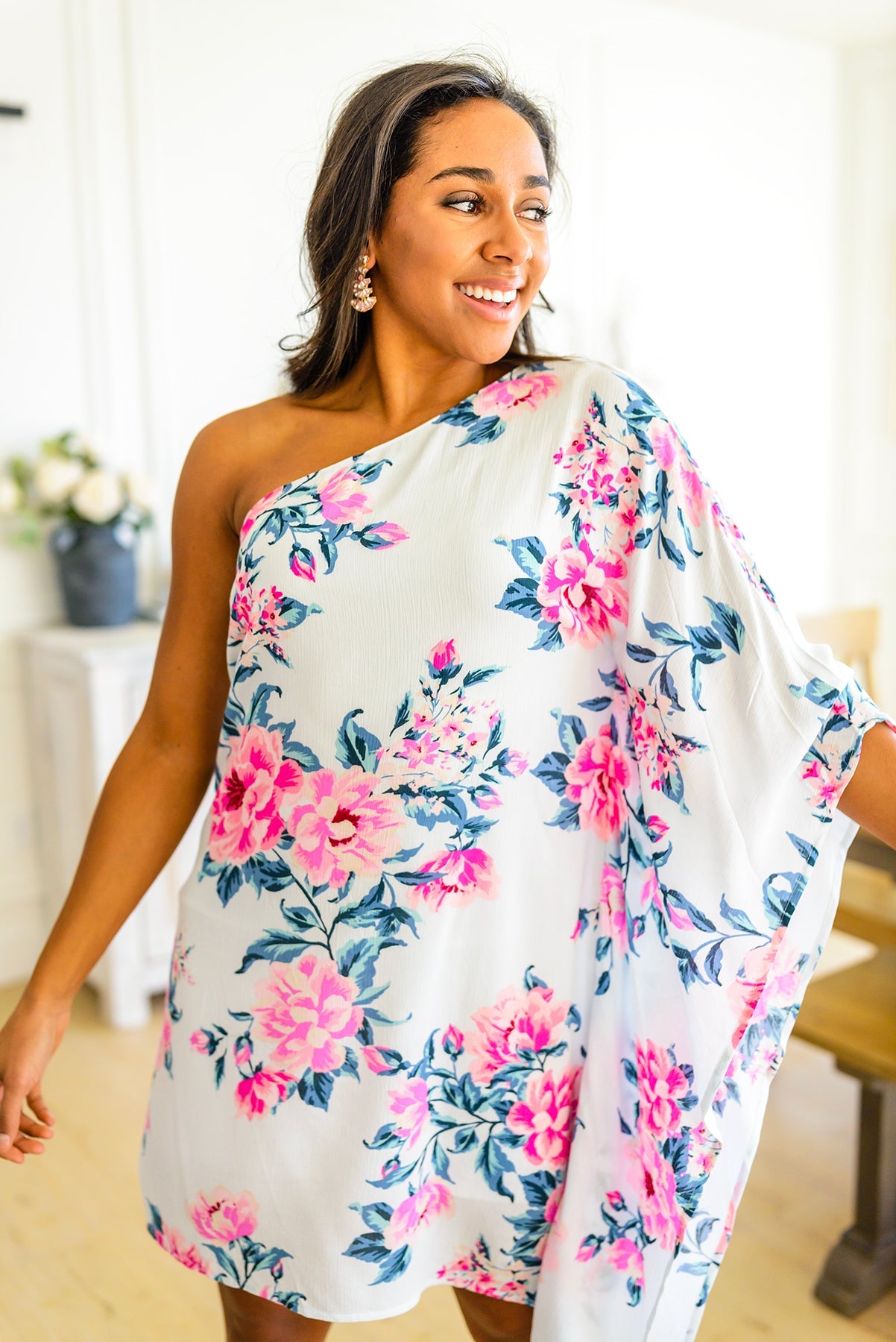 Forever Smitten Floral One Shoulder Dress