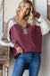 Bold Behavior Contrast Color Block Top in Burgundy