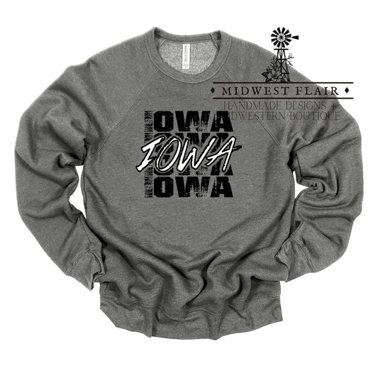 I O W A - Bella + Canvas Crewneck