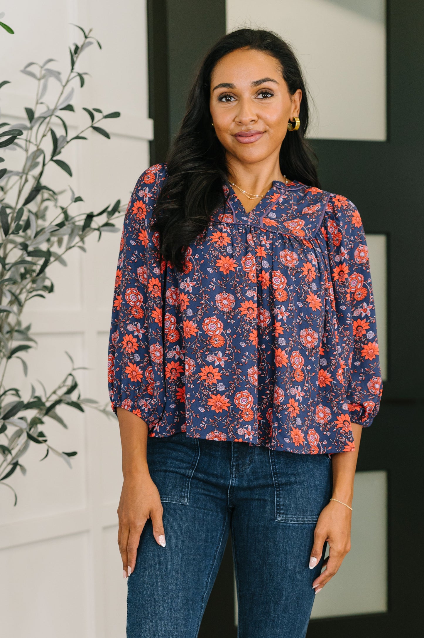 Hitherto Unknown Floral Babydoll Blouse