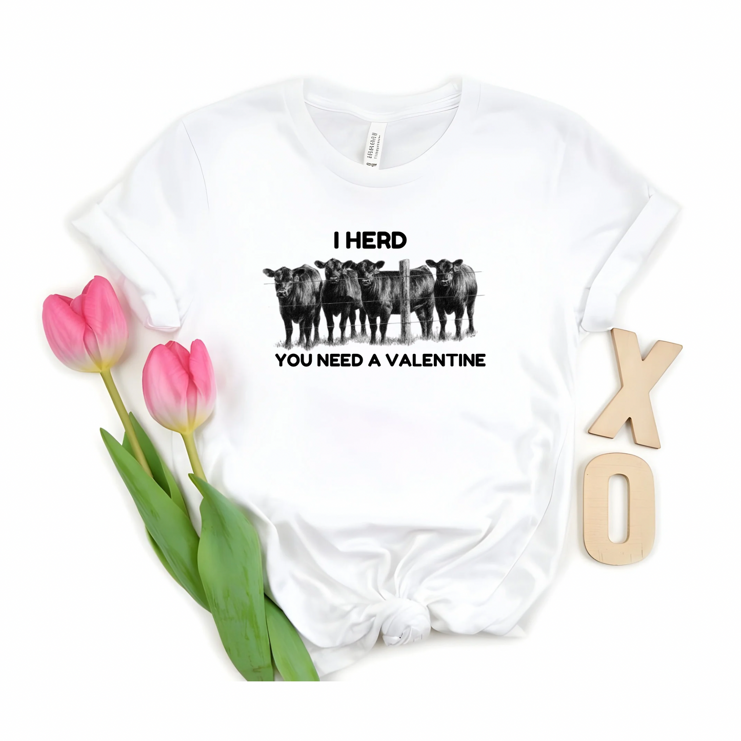 I Herd You Need A Valentine- Adult Unisex Jersey Short Sleeve Tee