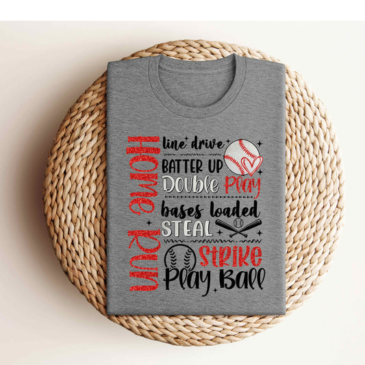 Baseball Words- Faux Glitter- Unisex Jersey Short Sleeve Tee