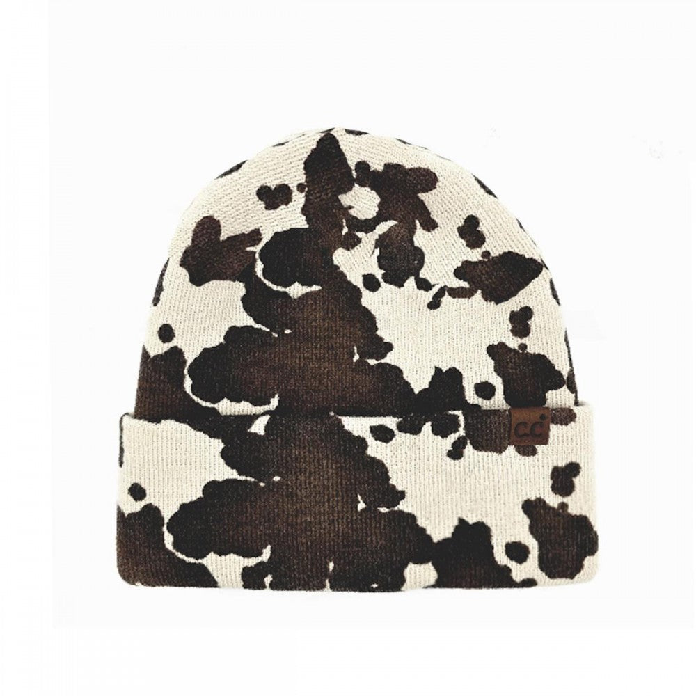 CC cow print beanie