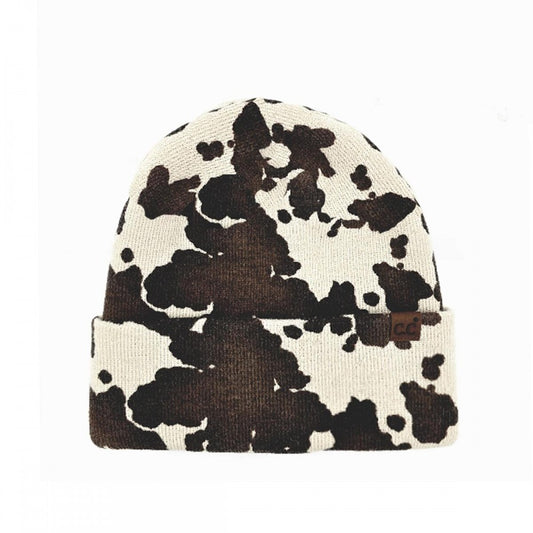 CC cow print beanie