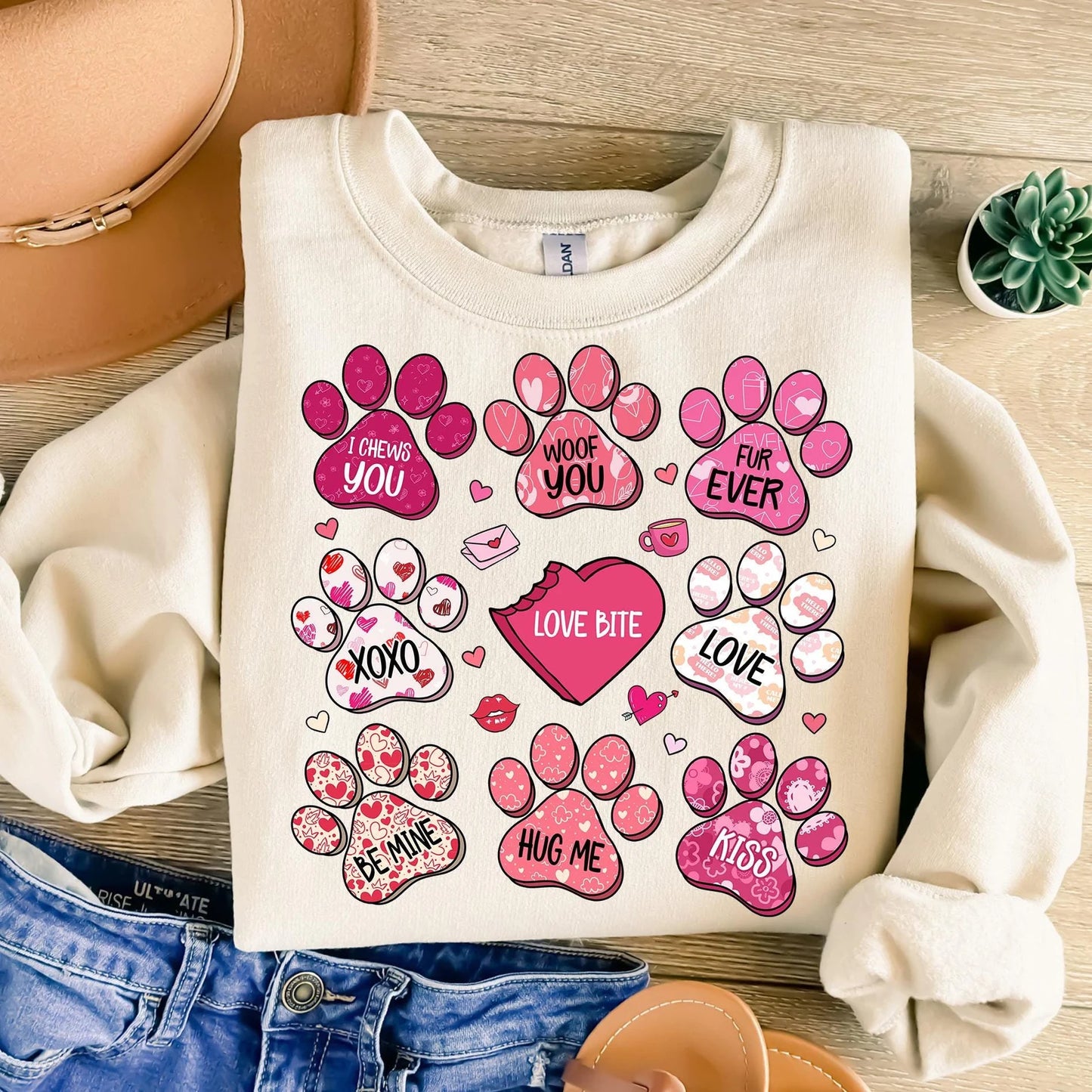 Paw print valentine- Graphic Sweatshirt