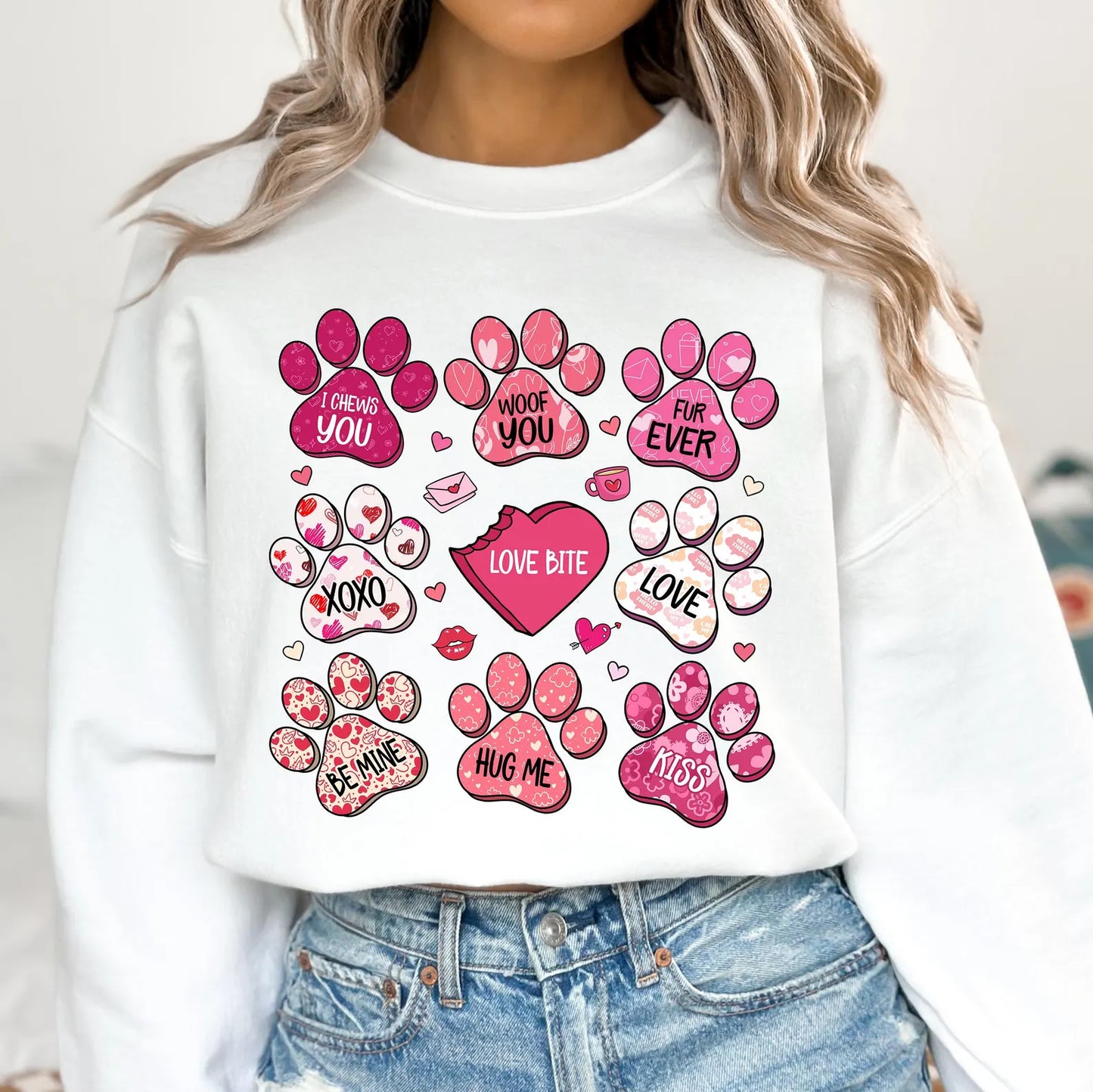 Paw print valentine- Graphic Sweatshirt