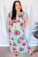 What A Vision Aqua Floral Fit & Flare Maxi Dress