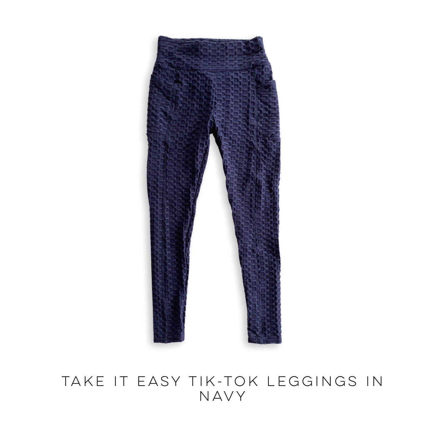 Take It Easy Tik-Tok Pocket Leggings in Navy