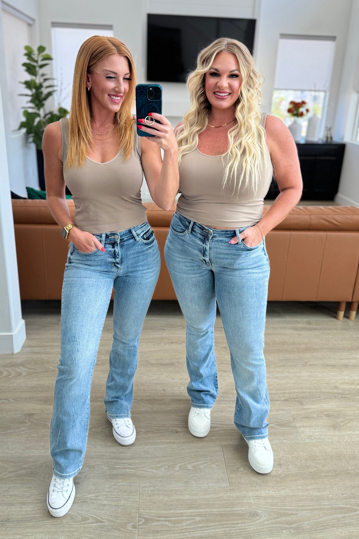 Alana Mid Rise Clean Bootcut Jeans