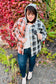 Rust & Charcoal Plaid Colorblock Hoodie Shacket